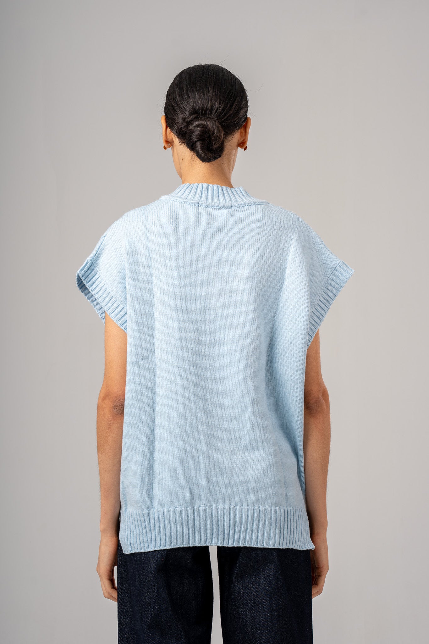 Light Blue V-Neck Cable vest